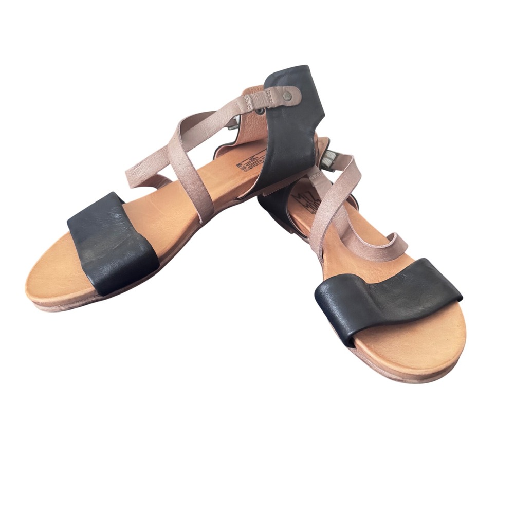 MIZ MOOZ NYC Leather Strappy Sandals Black Tan Women Size 39 8.5 Preloved - Picture 4 of 10
